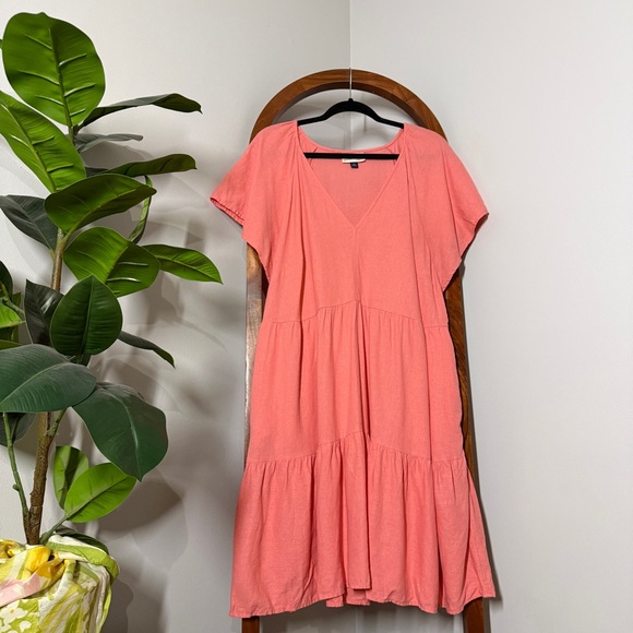 Universal Thread XXL Coral Pink Flutter Short Sleeve Mini Skater Dress - Picture 1 of 10